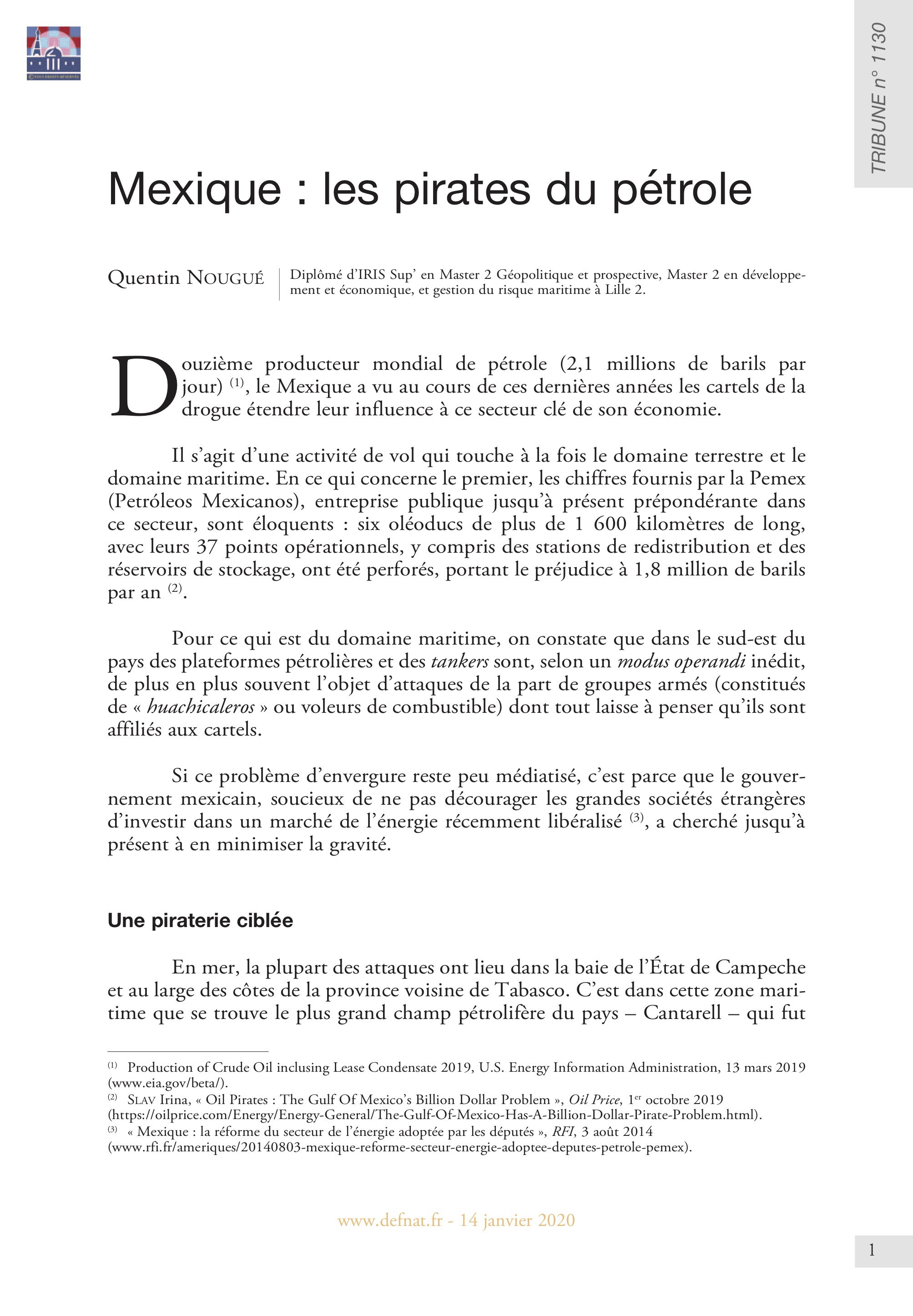 Mexique : les pirates du pétrole (T 1130)
